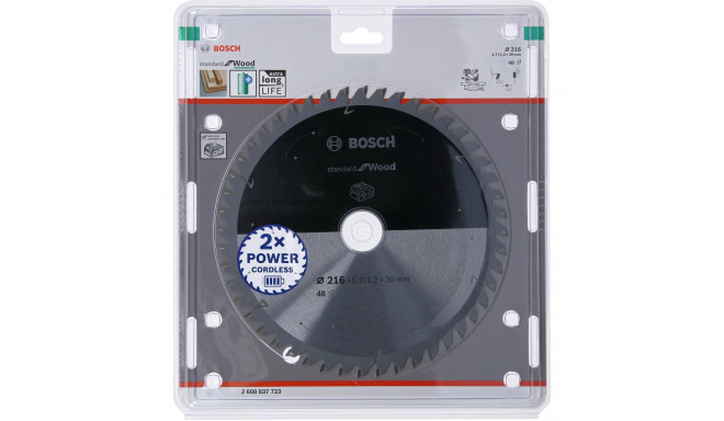 Bosch circular saw blade Standard for Wood, 216mm, 48Z (bore 30mm, for cordless chop saws)