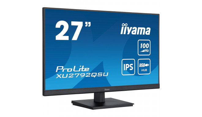 iiyama PROLITE XU2792QSU-B6, LED monitor - 27 - black (matt), WQHD, AMD Free-Sync, IPS, 100Hz panel