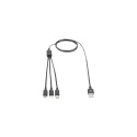 ASSMANN USB Charger cable USB A - Lightning+micro B+Type-C 1m 3in1 cable cotton CE bl