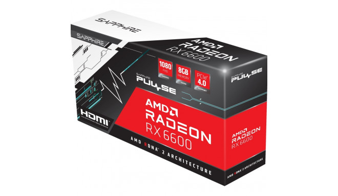 Sapphire videokaart Pulse Radeon RX 6600 Gaming 8GB GDDR6 HDMI/TRIPLE DP
