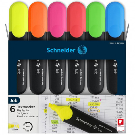 Tekstimarker Schneider Job 1-4,5mm, 6-värvi