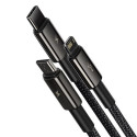 Baseus Universal Tungsten 3-in-1 USB cable (Type C / Lightning / micro USB) 3.5A 1.5m Black (CAMLTWJ