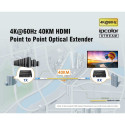 PremiumCord HDMI fiber optic extender 4K@60Hz 4:4:4 up to 40 km, IR, RS232, Audio 3,5mm