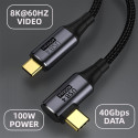 PremiumCord kaabel USB4 Gen 3x2 40Gbps 8K@60Hz 240W Thunderbolt 3 1,2m