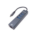 PremiumCord Adapter USB-C to Gigabit 10/100/1000Mbps + 3x USB3.2 connector