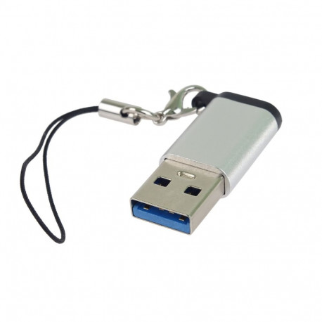 PremiumCord Adaptér USB3.0 A male - USB-C Female, black, With Chain