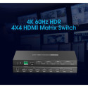 PremiumCord HDMI2.0 matrix switch 4:4 , resolution 4K@60Hz, HDR, YUV4:4:4