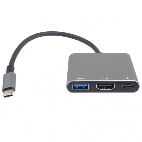 PremiumCord Adapter USB-C to HDMI + USB3.0 + PD, resolution 4K and FULL HD 1080p