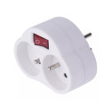 PremiumCord Splitter socket 2 × round with switch 230V, white