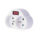 PremiumCord Splitter socket 2 × round with switch 230V, white