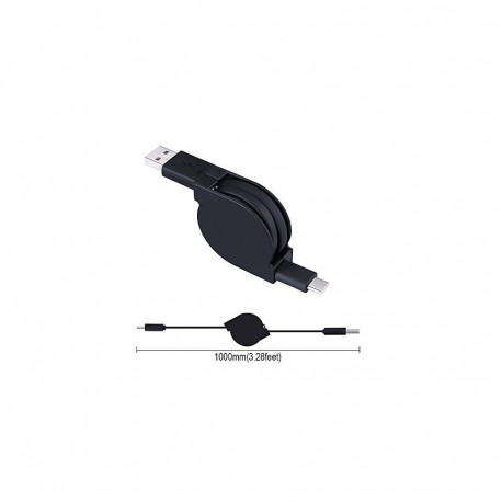 PremiumCord Kabel USB-C/M - USB 2.0 A/M, charging and sync retractable cable 1m