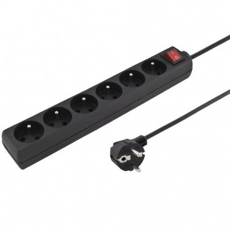 PremiumCord Power Strip 230V 3m 6 outlets, power switch, black