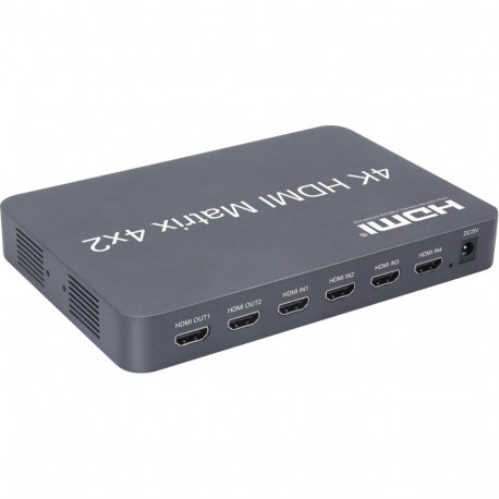 PremiumCord HDMI matrix switch 4:2 with audio, resolution 4Kx2K