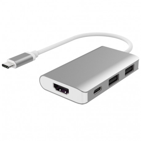 PremiumCord Adapter USB-C to HDMI + 2xUSB3.0 + PD charge, Aluminium housing