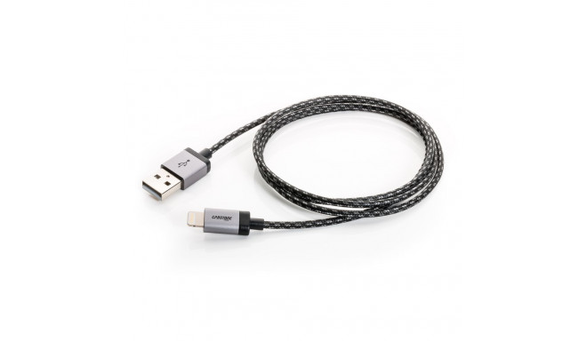CABSTONE Lightning iPhone charge/sync cable, black-silver, 8pin - USB A M/M, 0.3m