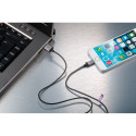 CABSTONE Lightning iPhone charge/sync cable, black-silver, 8pin - USB A M/M, 0.3m