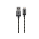 CABSTONE Lightning iPhone charge/sync cable, black-silver, 8pin - USB A M/M, 3m