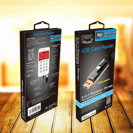 PremiumCord Lightning Apple iPhone cable, Apple 8pin - USB A with card reader 15cm