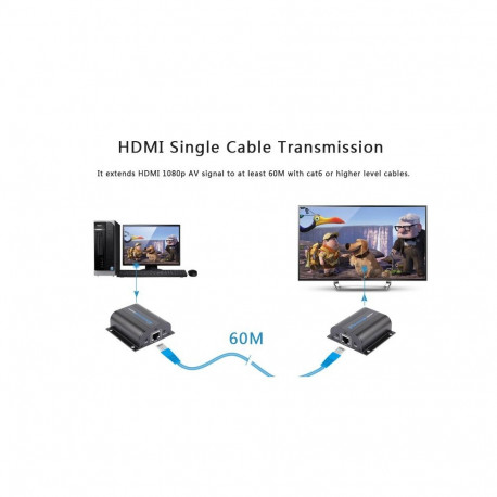 PremiumCord 4K@30Hz, FULL HD 1080p HDMI extender 70m over one LAN cable Cat6/Cat6a/Cat7