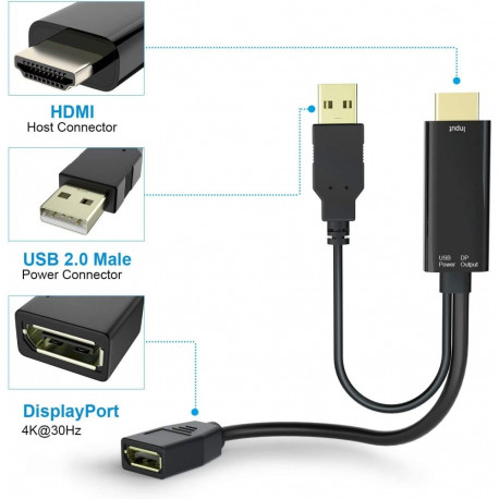 PremiumCord  adapter HDMI to  DisplayPort  Male/Female with USB power