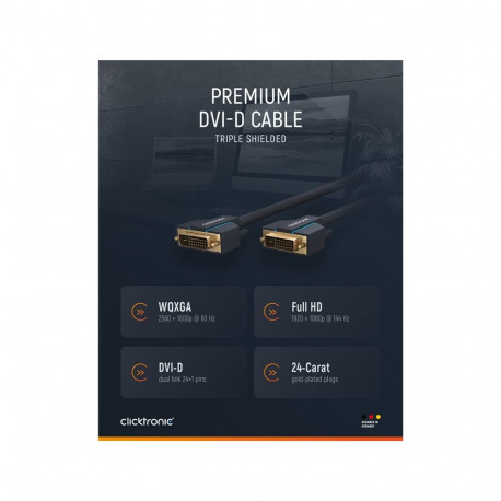 ClickTronic HQ OFC cable DVI-D(24+1) male  DVI-D(24+1) male Dual Link, 1m