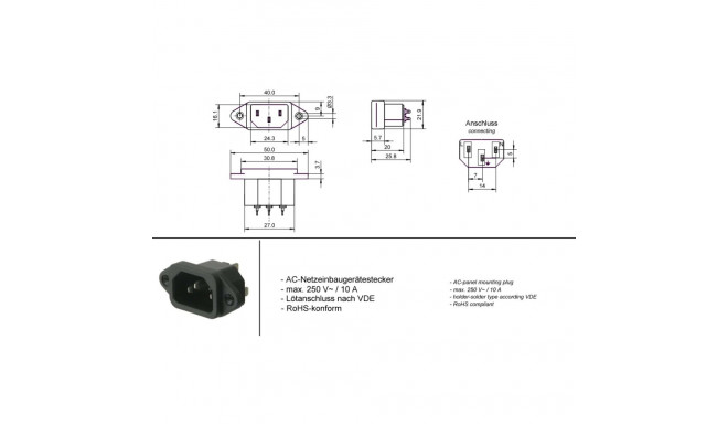 Power connector 230V/M   IEC C14