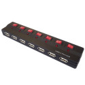 PremiumCord USB 2.0 HUB 7-port with power adapter and power switches