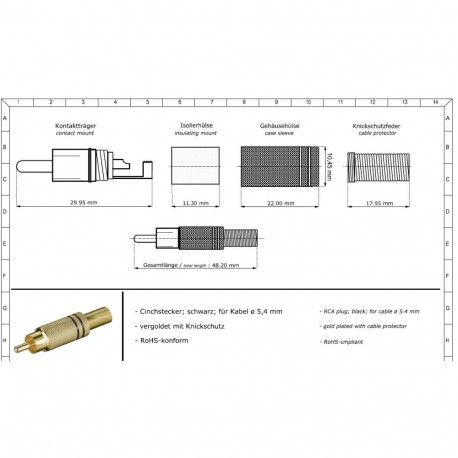 Connector Cinch M gold platted