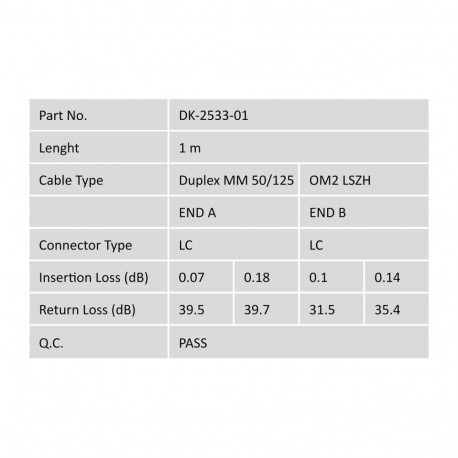 DIGITUS Fiber Optic Patch Cord, LC to LC Multimode 50/125 µ, Duplex Length 3m