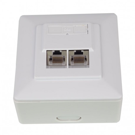 Wallplate 2xRJ45 on wall, STP Cat5e shielded