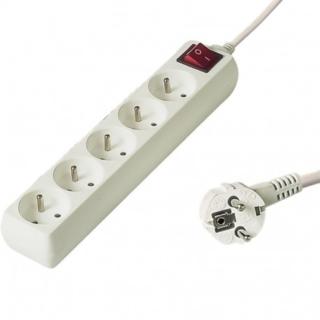 PremiumCord Power Strip 230V 2m 5 outlets, power switch