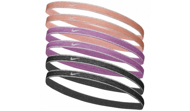 Opaski na włosy Nike Swoosh Sport metalic 6 szt. brzoskwiniowe, różowe, szare N1002008646OS