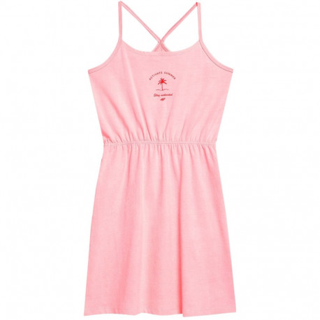 4F tüdrukute kleit F026 4FJSS23TDREF026 56S 134cm, heleroosa