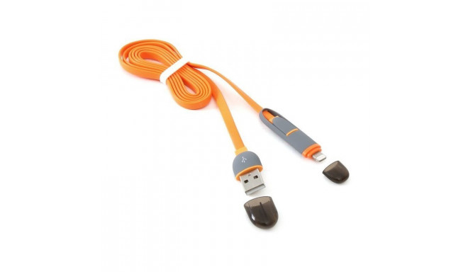 Platinet cable USB - microUSB/Lightning 1m, orange (42873) (opened package)