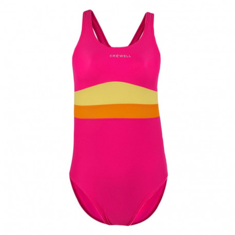 Kostium kąpielowy dla dziewczynki Crowell Swan kol.04 różowo-pomarańczowo-żółty  128cm