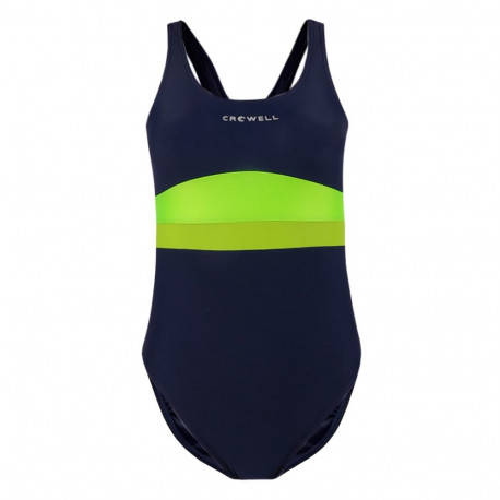 Kostium kąpielowy dla dziewczynki Crowell Swan kol.02 granatowo-limonkowo-zielony  152cm
