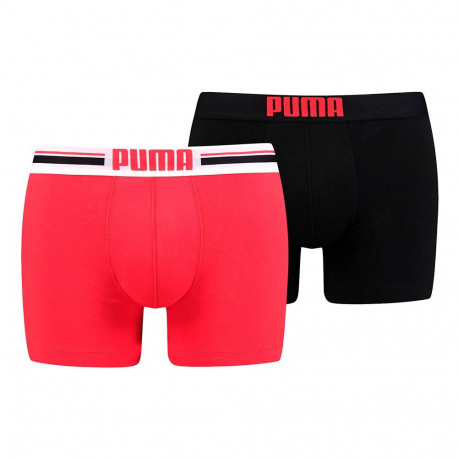 Bokserki męskie Puma Placed Logo Boxer 2P czerwone, czarne 906519 07 S