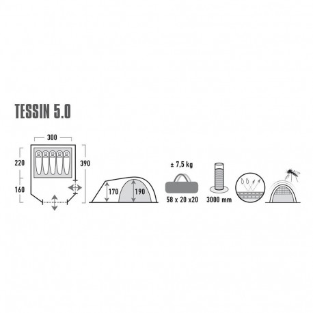 Namiot High Peak Tessin 5 jasnoszary 10228