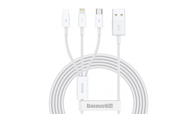 Baseus Superior USB-kaabel - Lightning | micro USB | USB Type 3,5 A 1,5m valge (CAMLTYS-02)