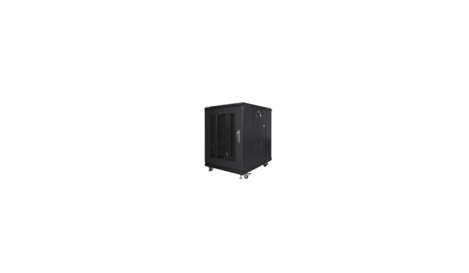 RACK CABINET 19" FREE-STANDING 15U/600X800 (FLAT PACK) WITH MESH DOOR BLACK LANBERG