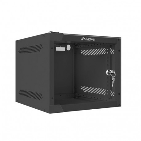 RACK CABINET 10" WALL-MOUNT 4U/280X310 (FLAT PACK) WITH GLASS DOOR BLACK LANBERG