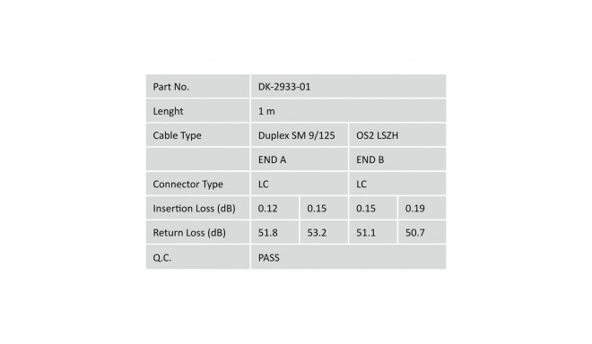 DIGITUS Fiber Optic Patch Cord, LC to LC Singlemode 09/125 µ, Duplex Length 2m