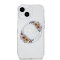 Guess PC|TPU Flowers Ring Glossy Logo MagSafe Kaane iPhone 13 läbipaistev