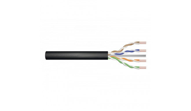 Installation cable U/UTP cat. 5e, PE wire, external gelled, black, 305m (reel)