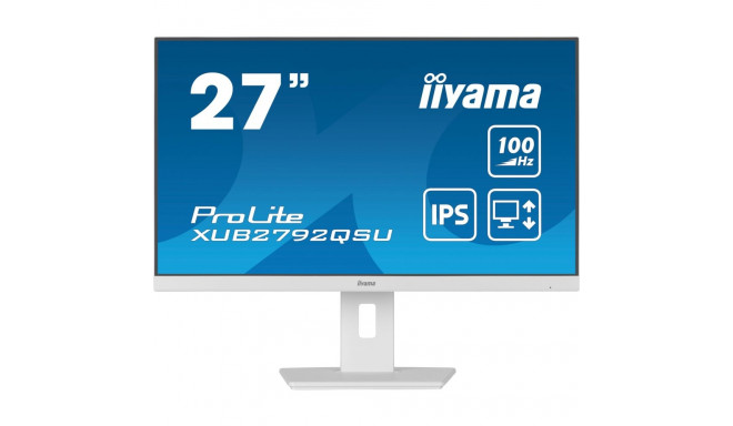 "68,5cm/27"" (2560x1440) Iiyama Prolite XUB2792QSU-W6 16:9 WQHD IPS 100Hz 0,4ms HDMI DP USB Pivot Wh