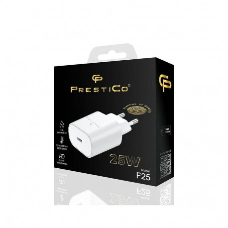 Prestico F25 Fast Charge wall charger USB-C 25W PD white