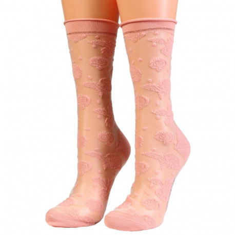 SOKISAHTEL KATHERINE heleroosad lillelised õhukesed sokid 444