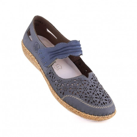 Rieker W RKR648 blue openwork leather shoes (39)