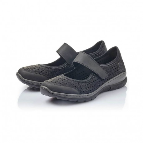 Comfortable Rieker W RKR575 openwork shoes, black (40)