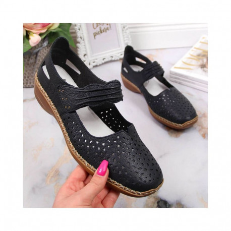 Rieker W RKR139 navy blue leather shoes (37)